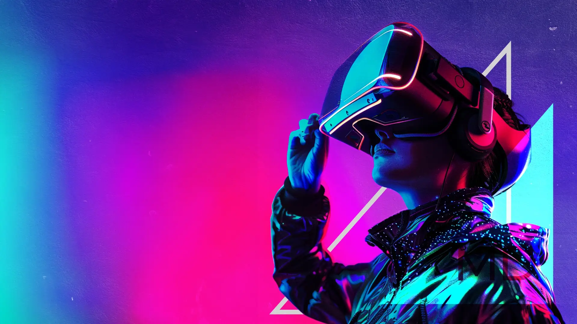Pessoa com óculos de Realidade Virtual, ilustrando como a TBZ/MD une tecnologia e criatividade em experiências imersivas.